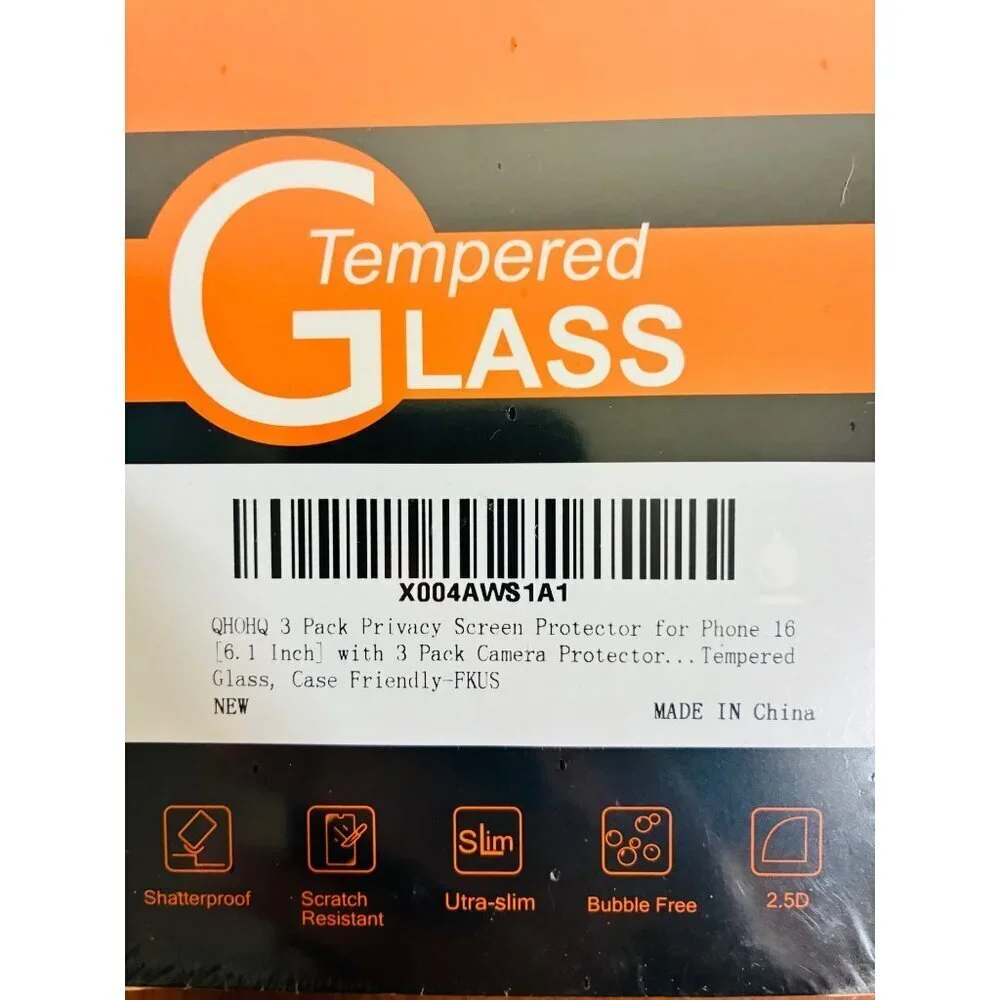iPhone 16 Tempered Glass Screen Protector 3 Pack 6.1 inch
